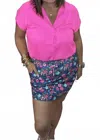 Jess Lea Whitney Woven Blouse In Hot Pink In Pink