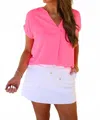 Jess Lea Whitney Woven Blouse In Neon Pink In Pink