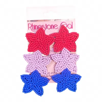 Jess Lea Women's American Star Beaded Earrings In Red/ White/ Blue In Multi