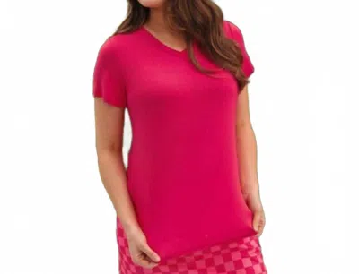 Jess Lea Women's V Neck Essential Top In Hot Pink In Red