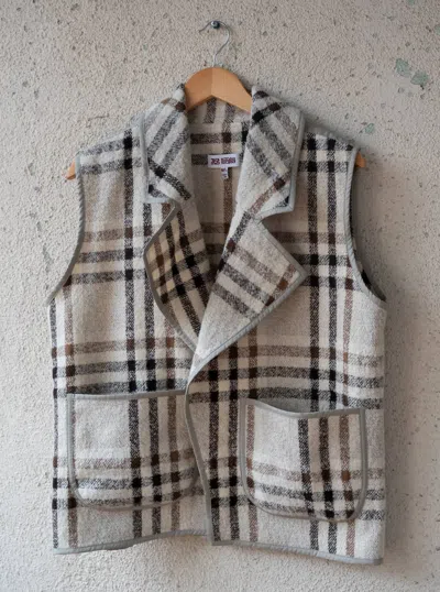 Jess Meany Plaid Moto Vest In Ivory In Multi