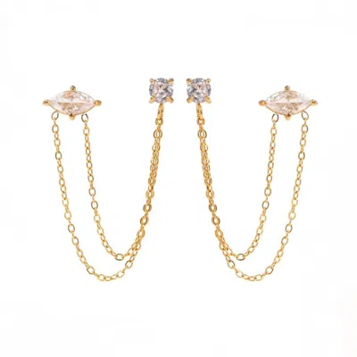 Jessa Jewelry Women's Ryann Chain Piercing Connector Earrings In Gold