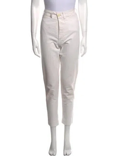 Pre-owned Jesse Kamm Canvas Skinny Leg Pants In White