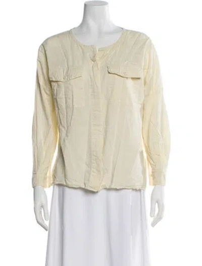 Pre-owned Jesse Kamm Crew Neck Long Sleeve Blouse In Yellow