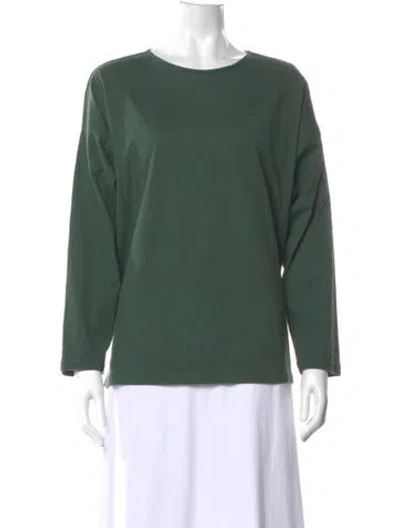 Pre-owned Jesse Kamm Crew Neck Long Sleeve Top In Green