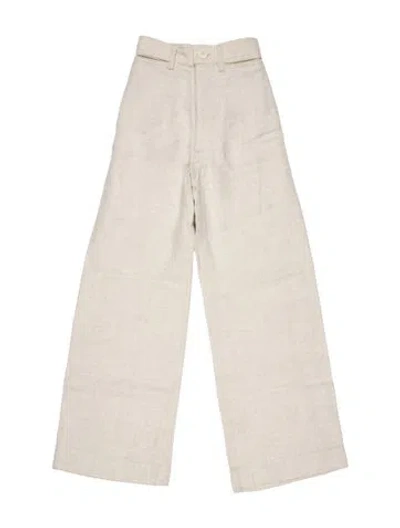 Pre-owned Jesse Kamm Linen Wide Leg Pants In Neutral