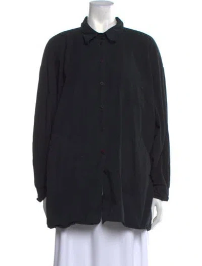Pre-owned Jesse Kamm Long Sleeve Button-up Top In Black
