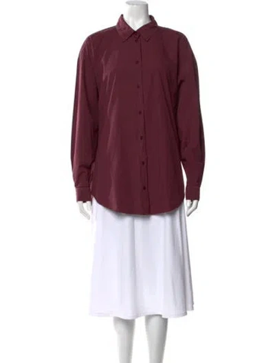 Pre-owned Jesse Kamm Long Sleeve Button-up Top In Burgundy