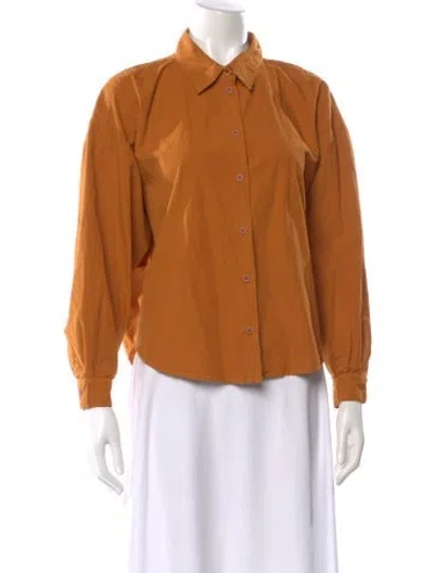 Pre-owned Jesse Kamm Long Sleeve Button-up Top In Orange