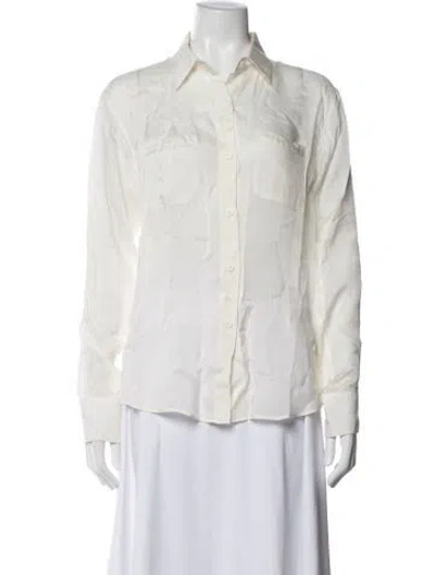 Pre-owned Jesse Kamm Long Sleeve Button-up Top In White