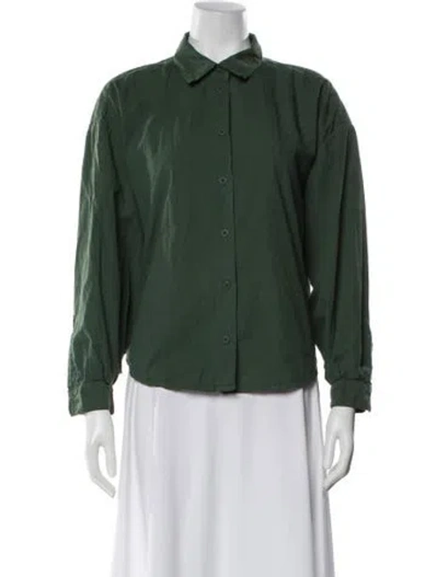 Pre-owned Jesse Kamm Long Sleeve Top In Green