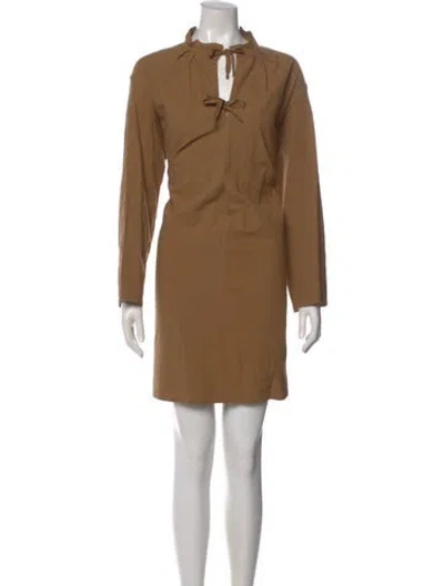 Pre-owned Jesse Kamm Mock Neck Mini Dress In Neutral