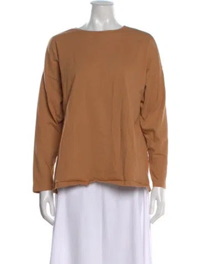 Pre-owned Jesse Kamm Scoop Neck Long Sleeve Top In Neutral
