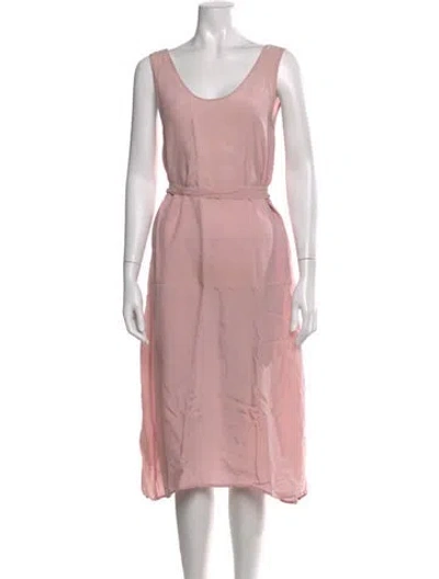 Pre-owned Jesse Kamm Scoop Neck Midi Length Dress In Pink