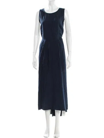 Pre-owned Jesse Kamm Silk Long Dress In Blue