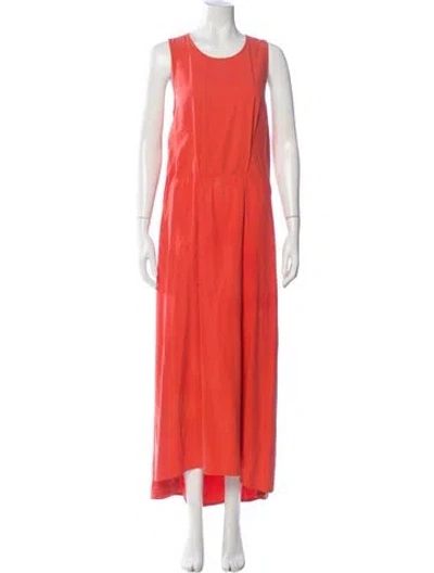 Pre-owned Jesse Kamm Silk Long Dress In Red