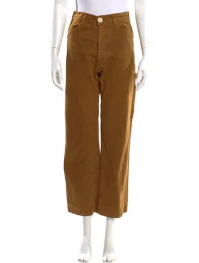 Pre-owned Jesse Kamm Straight Leg Pants In Brown
