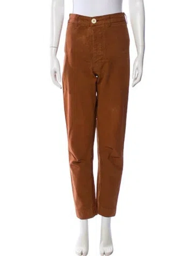 Pre-owned Jesse Kamm Straight Leg Pants In Brown