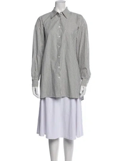 Pre-owned Jesse Kamm Striped Long Sleeve Button-up Top In Multi