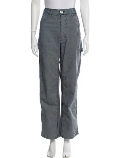 Pre-owned Jesse Kamm Striped Wide Leg Pants In Blue