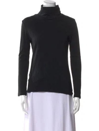 Pre-owned Jesse Kamm Turtleneck Long Sleeve Top In Black