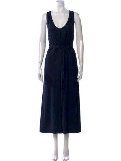 Pre-owned Jesse Kamm V-neck Jumpsuit In Blue