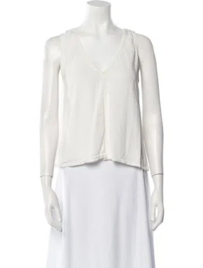Pre-owned Jesse Kamm V-neck Sleeveless Crop Top In White