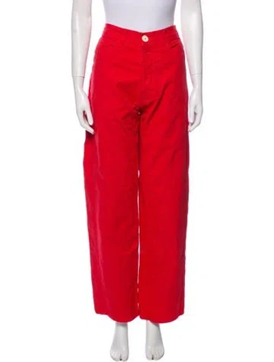 Pre-owned Jesse Kamm Wide Leg Pants In Red