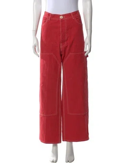 Pre-owned Jesse Kamm Wide Leg Pants In Red
