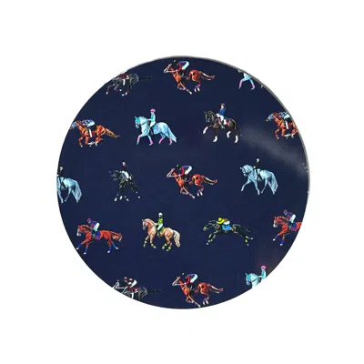 Jessica Anderton Designs Blue Dressage & Racehorses Round Placemats