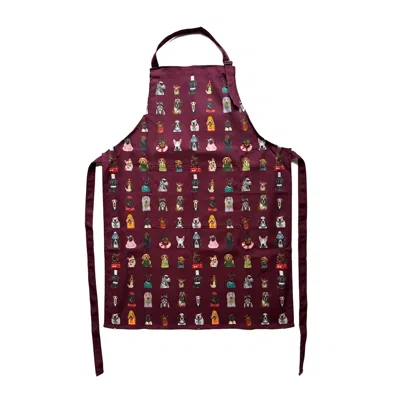 Jessica Anderton Designs Pink / Purple Dogs Cotton Apron - Berry In Pink/purple