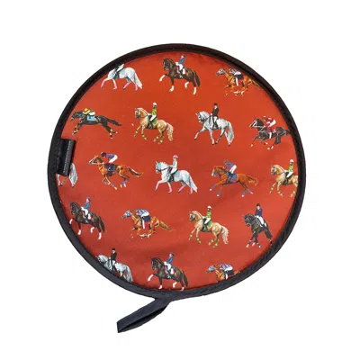 Jessica Anderton Designs Red Dressage & Racehorse Aga Hob Covers - Burnt Orange