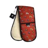 Jessica Anderton Designs Red Dressage & Racehorses Double Oven Gloves - Burnt Orange In Red