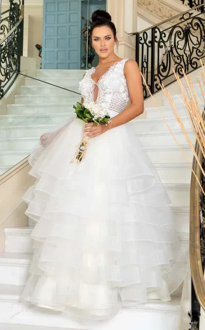 Jessica Angel 10012 Long Bridal Ball Gown 3d Lace Wedding Dress In White