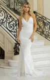 Jessica Angel 10017 Simple Long Bridal Lace Fitted Wedding Dress In White