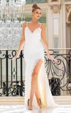 Jessica Angel 10018 Fitted Bridal Gown Slit Lace Wedding Dress In White