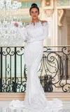 Jessica Angel 10031 Fitted Long Bridal Feather Wedding Dress In White