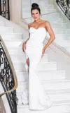 Jessica Angel 10033 Simple Long Bridal Gown Fitted Slit Wedding Dress In White