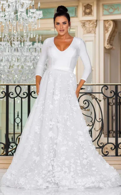 Jessica Angel 10036 Long Floral Wedding Dress In White