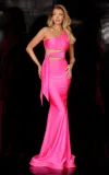 Jessica Angel 2319 Fitted Long Formal Slit Prom Dress In Pink