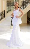 Jessica Angel 2393 Long Glitter Sequin Wedding Dress In White