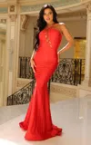 Jessica Angel 2484 Long Formal Prom Evening Fitted Dress In Orange