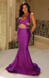 Jessica Angel 2487 Formal Long Prom Beaded Mermaid Dress In Purple