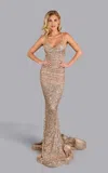 Jessica Angel 2564 Fitted Long Formal Sequin Prom Dress In Gold