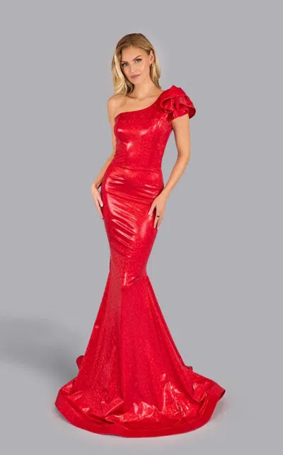 Jessica Angel 2598 Long Evening Formal Fitted Prom Dress In Red