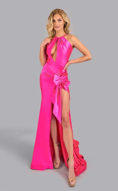 Jessica Angel 2648 Fitted Long Formal Slit Prom Dress In Pink