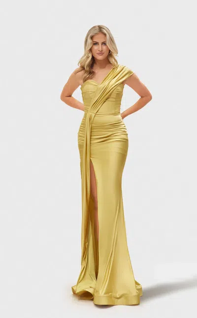 Jessica Angel 2656 Fitted Long Formal Evening Prom Dress In Yellow