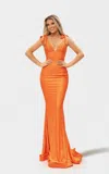 Jessica Angel 2672 Formal Mermaid Fit Long Prom Dress In Orange