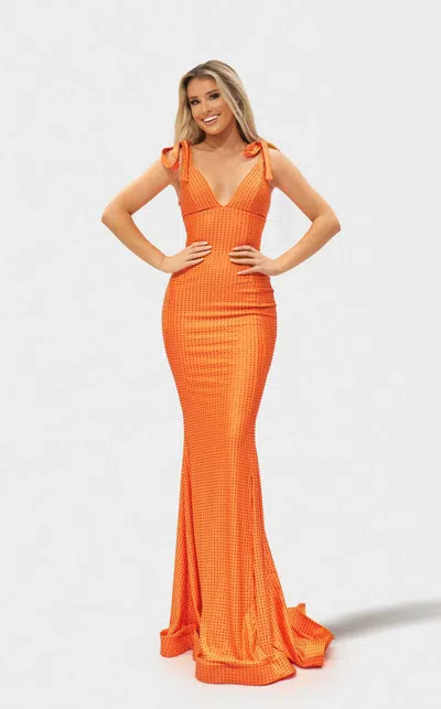Jessica Angel 2672 Formal Mermaid Fit Long Prom Dress In Orange