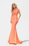 Jessica Angel 2679 Long Mermaid Fit Ruffle Prom Dress In Orange